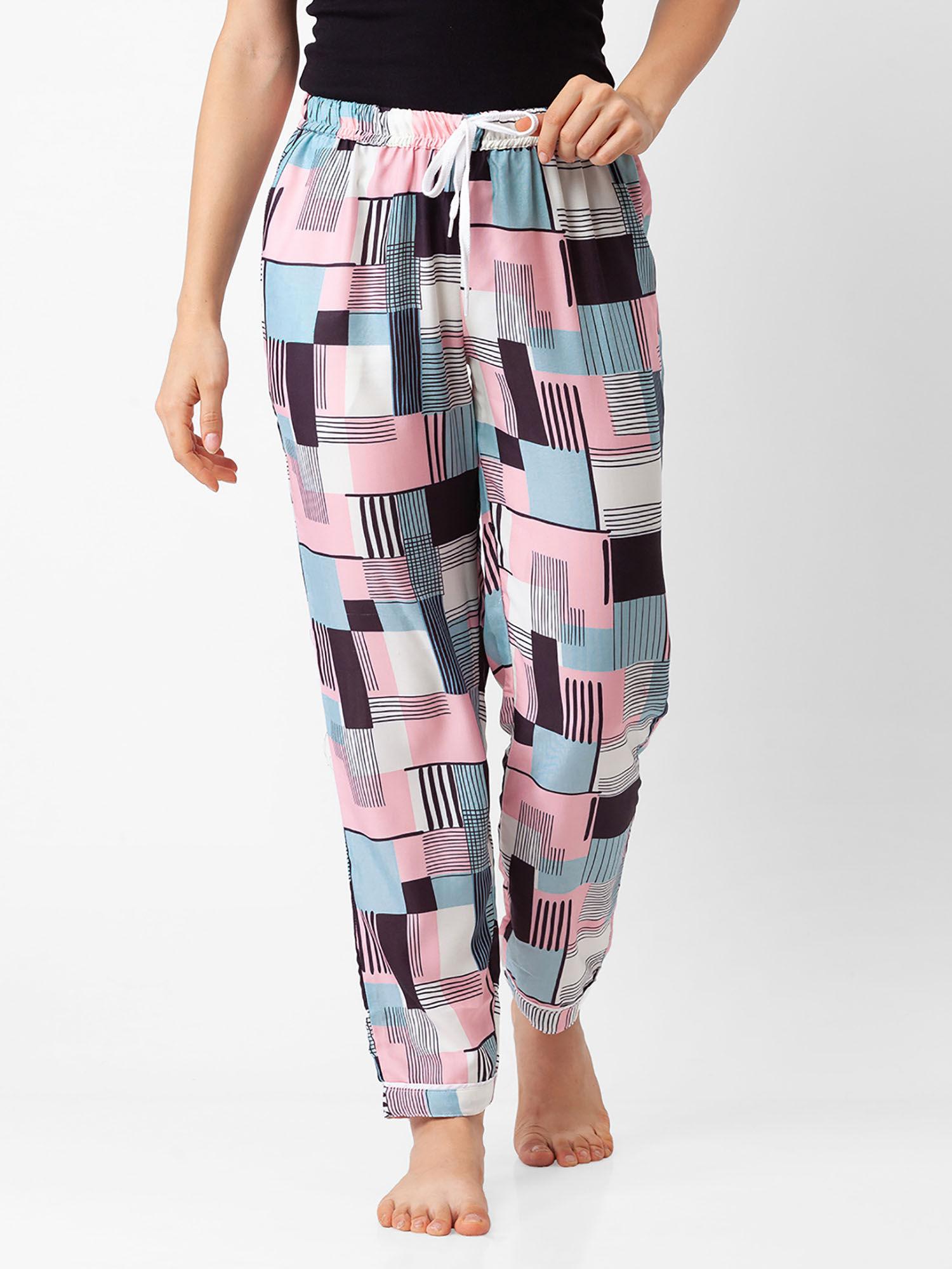 women rayon printed multi-color pajamas