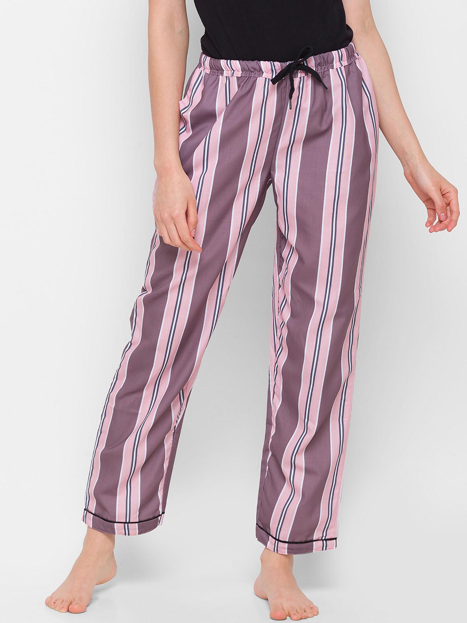 women rayon stripes multi-color pajamas