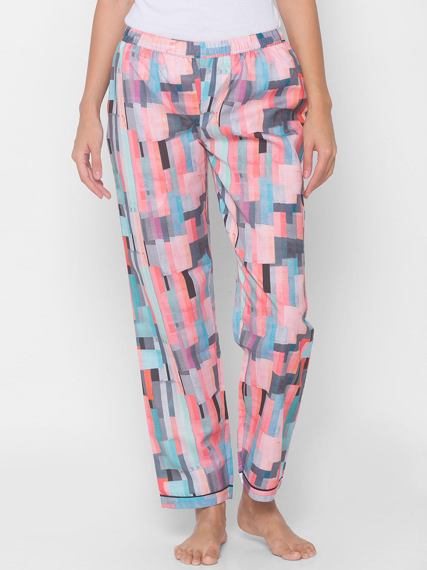 women rayon stripes multi-color pajamas