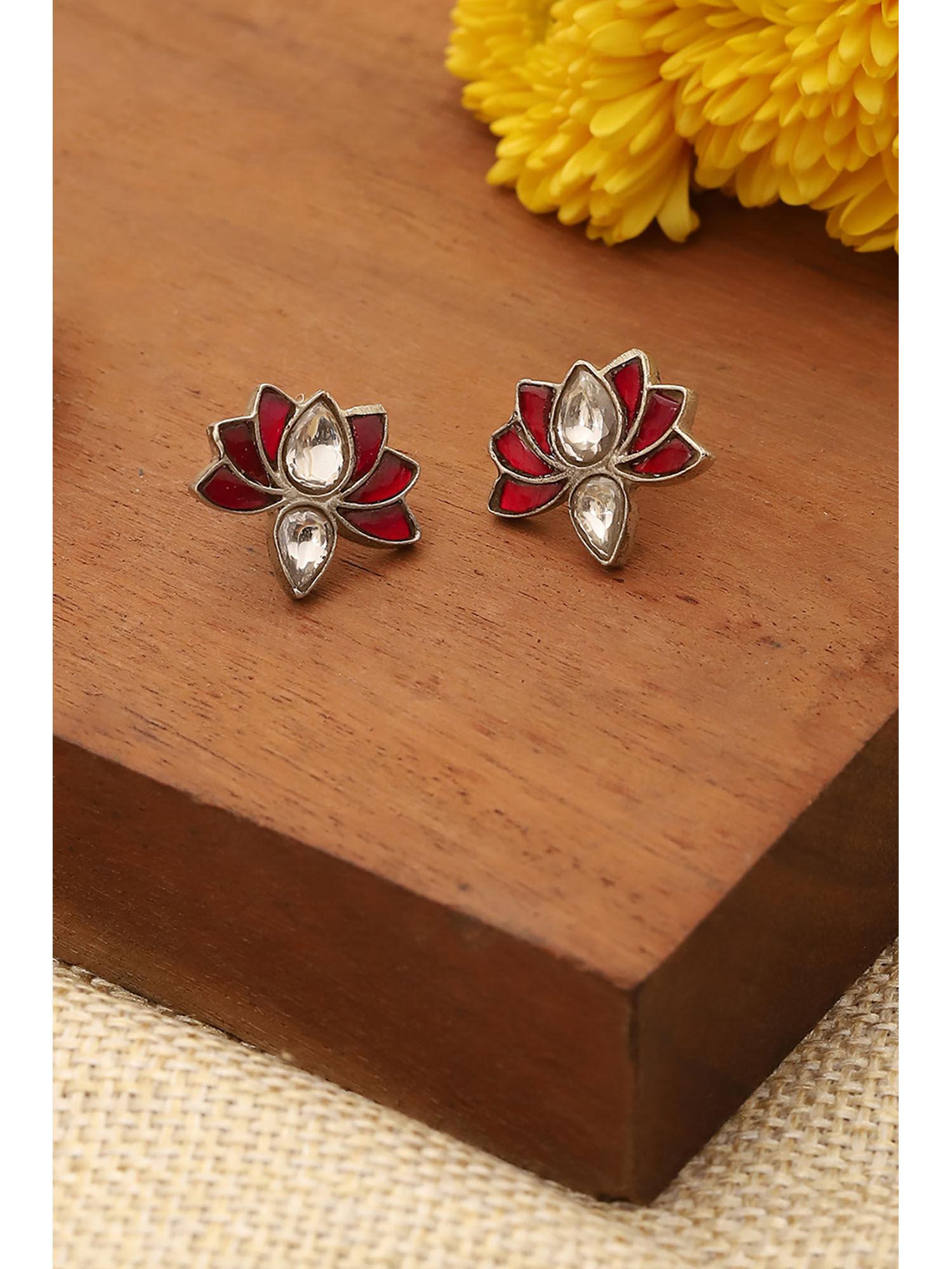 women red 925 sterling silver studs
