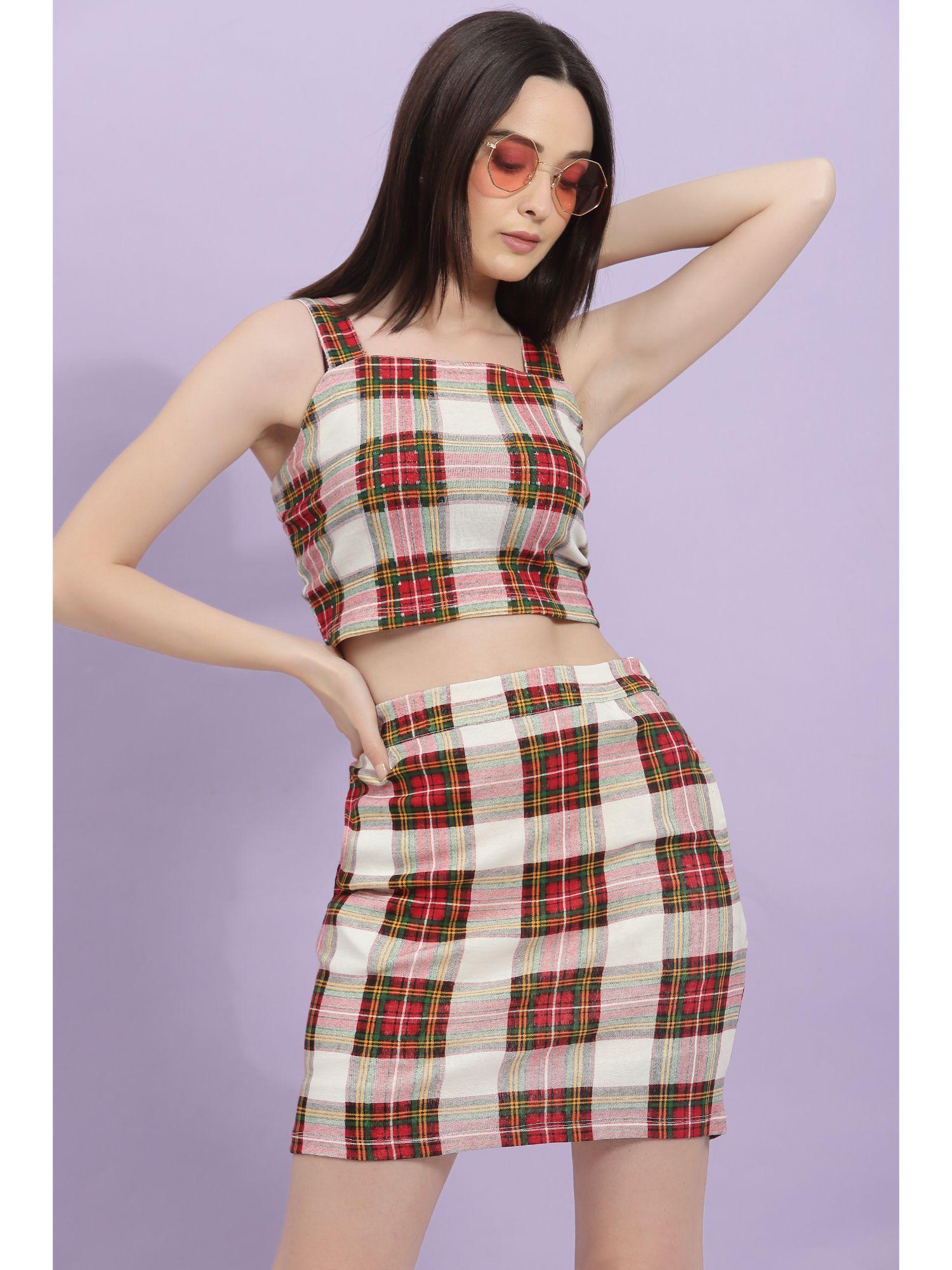 women red checks co-ord