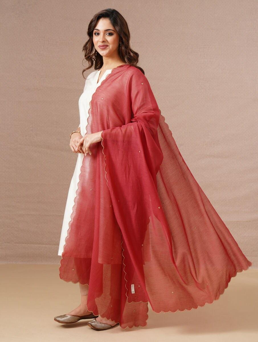 women red cotton silk collection dupatta