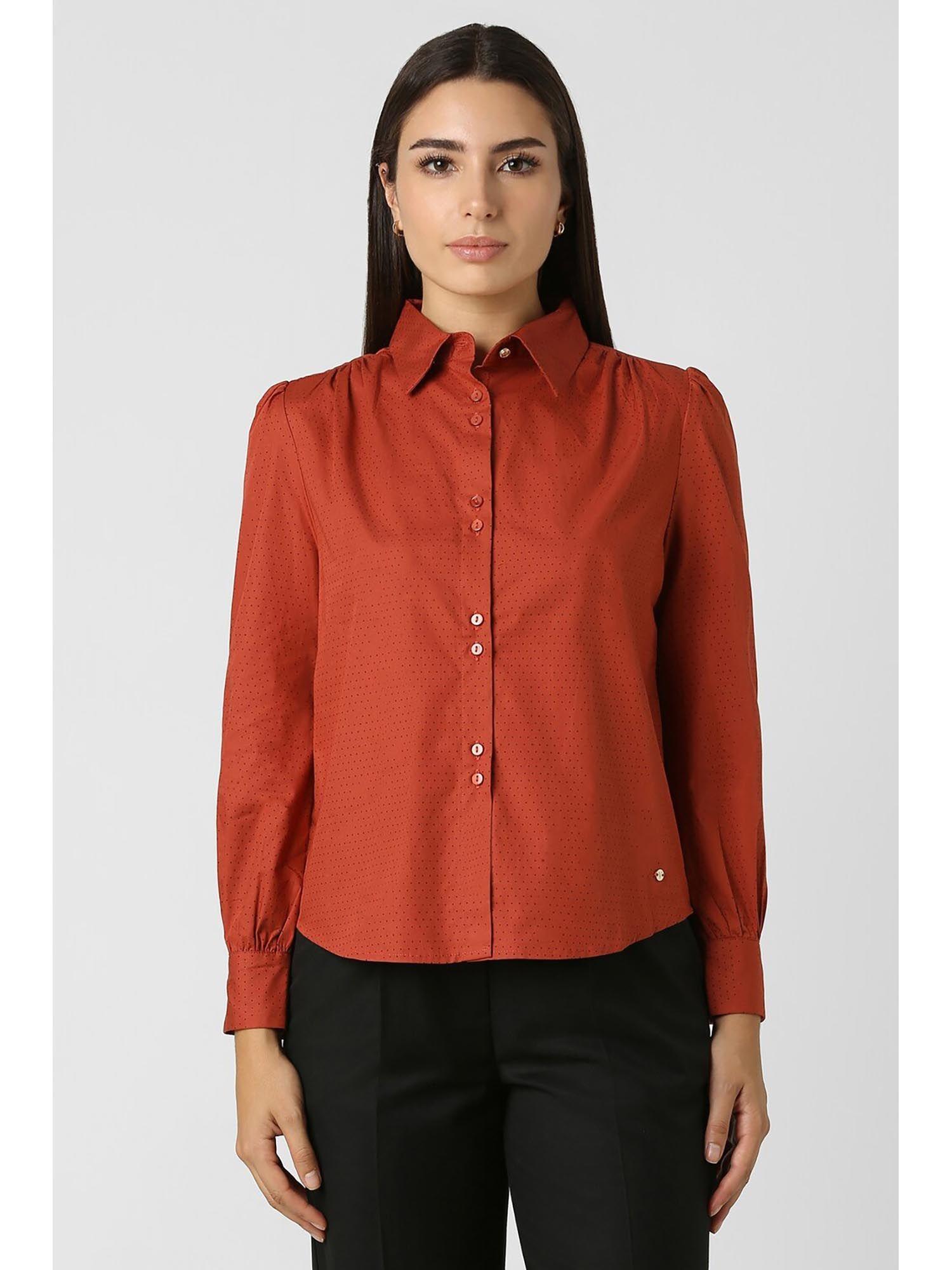 women red dots full sleeves formal shirt