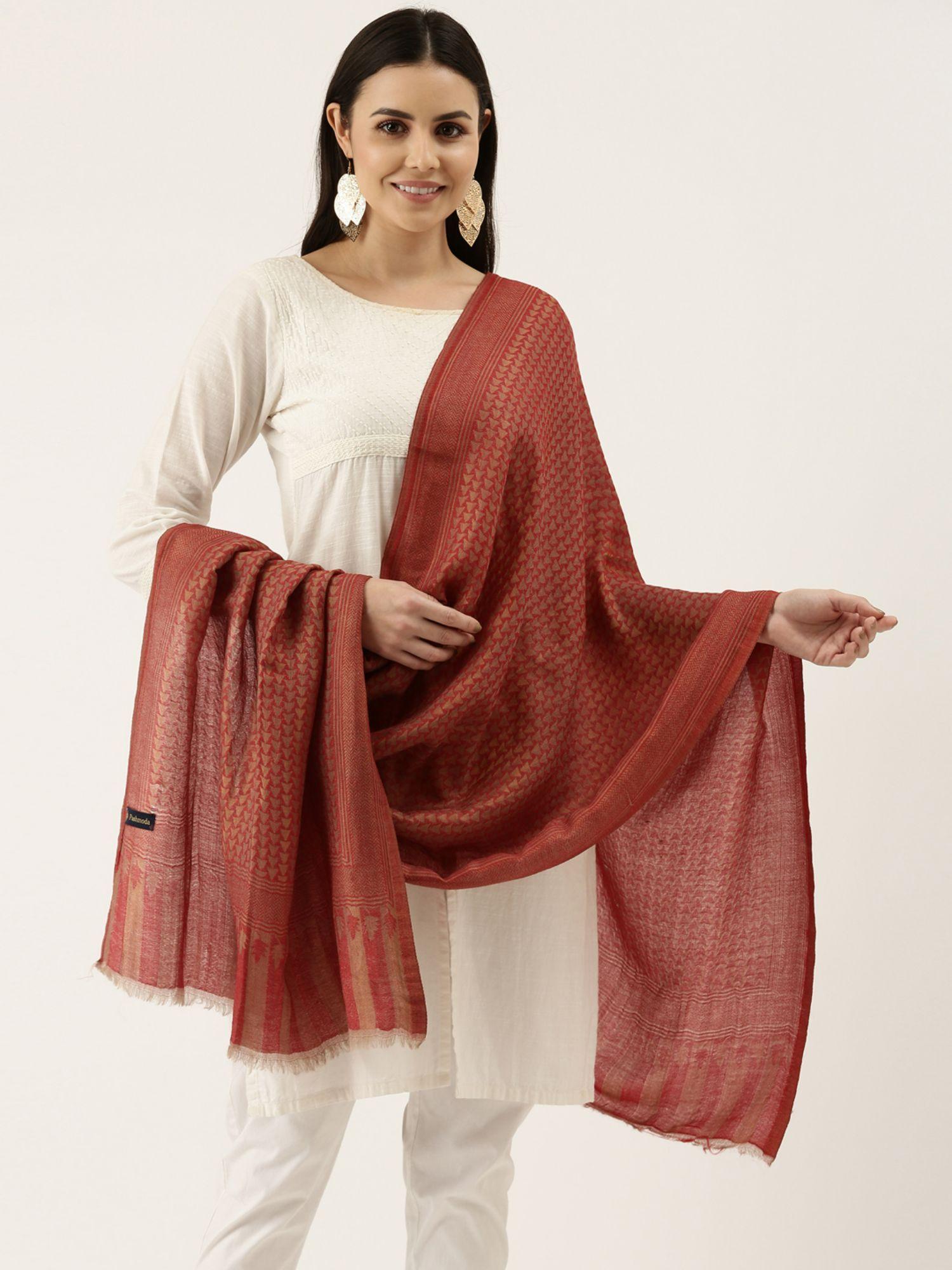 women red fine wool stole