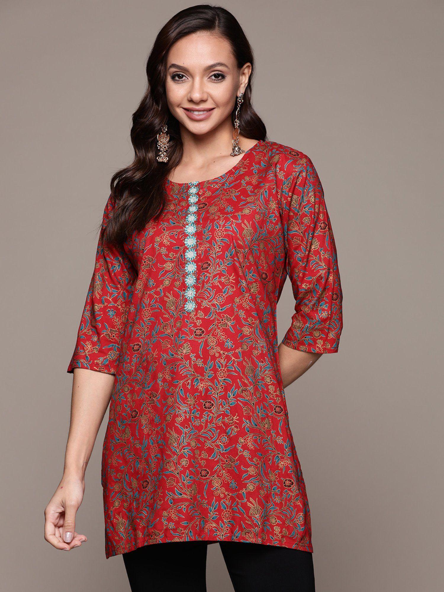 women red floral empire kurti