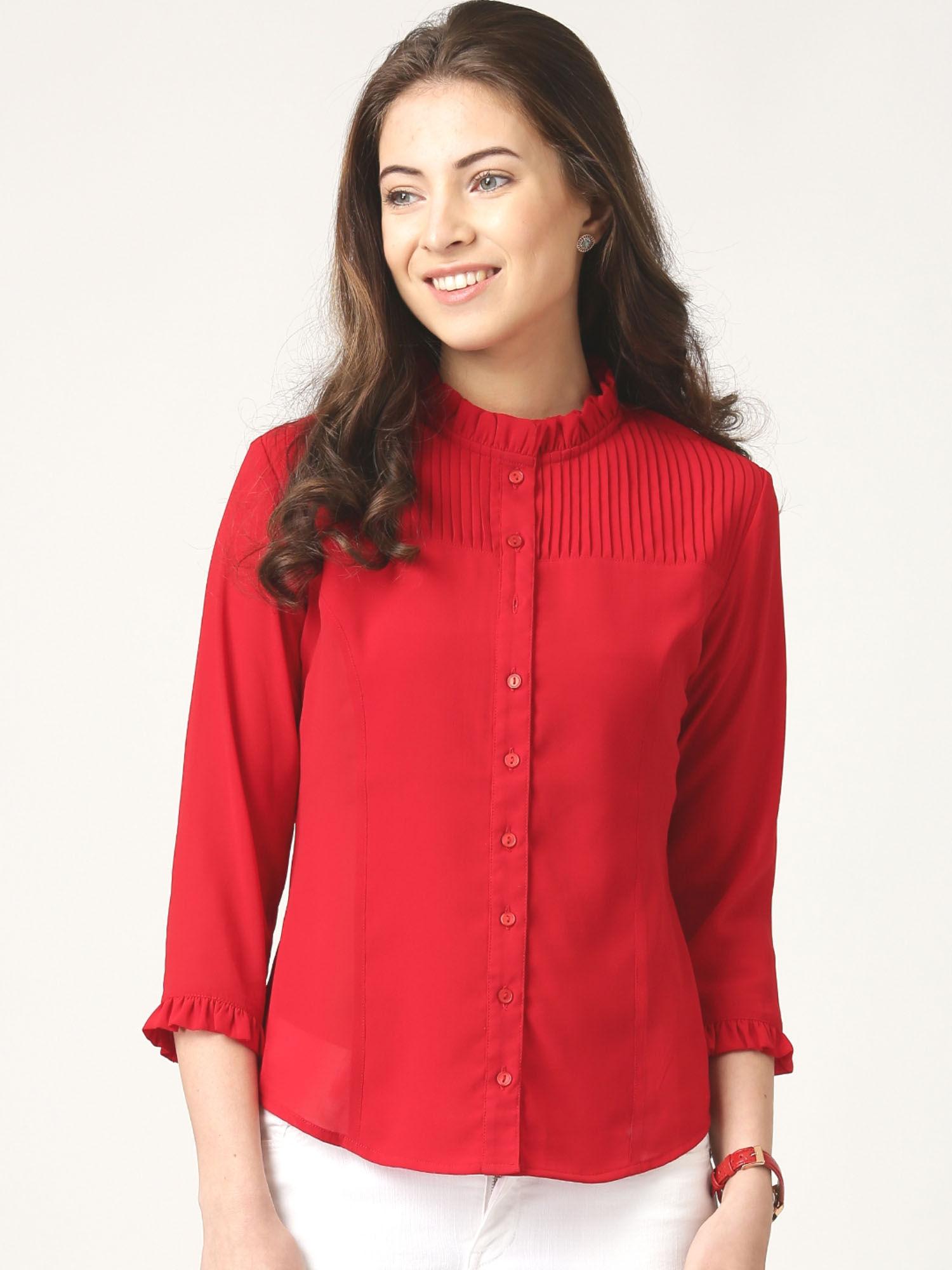 women red georgette comfort fit shirt