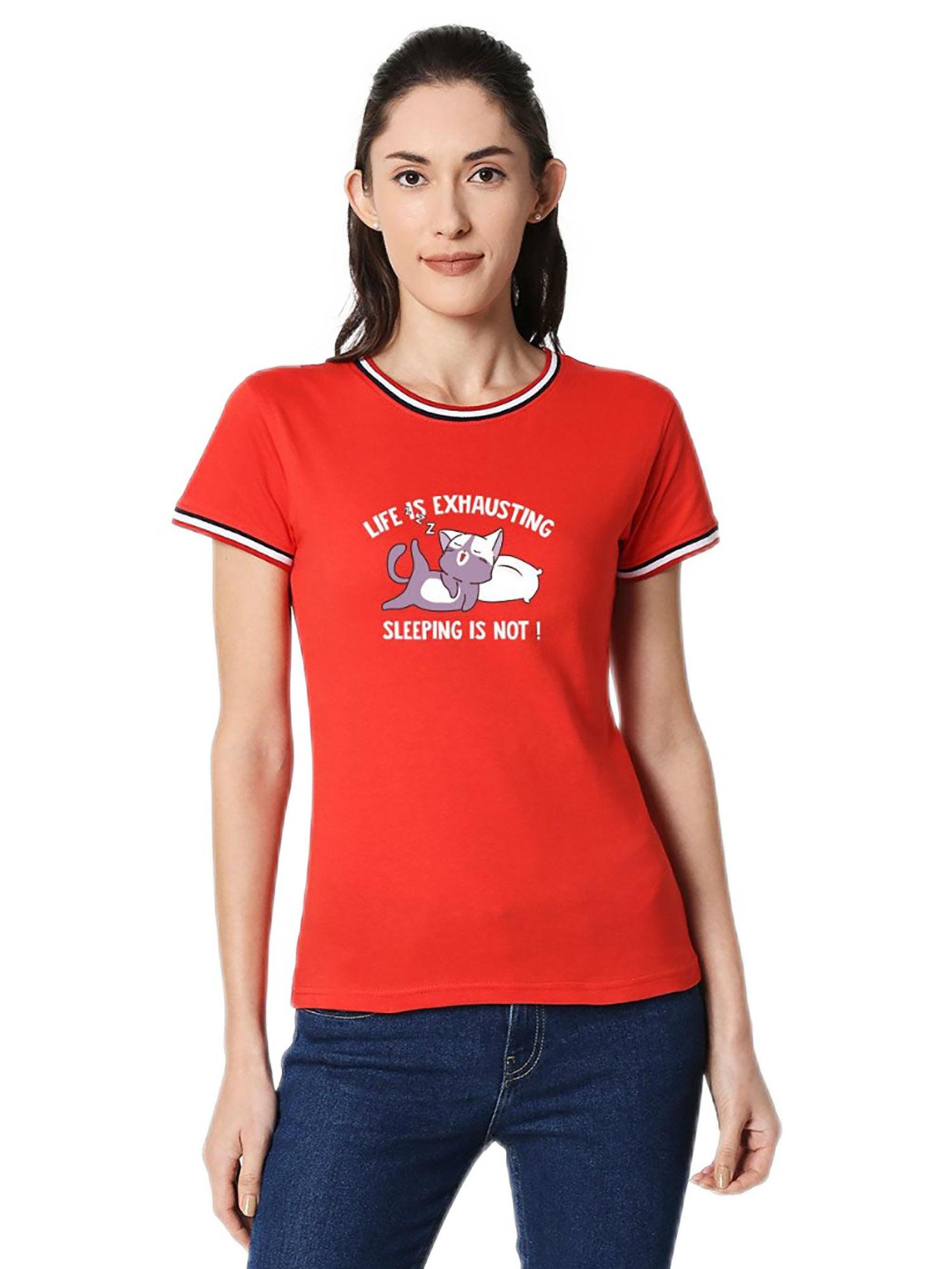 women red graphic printed t-shirt