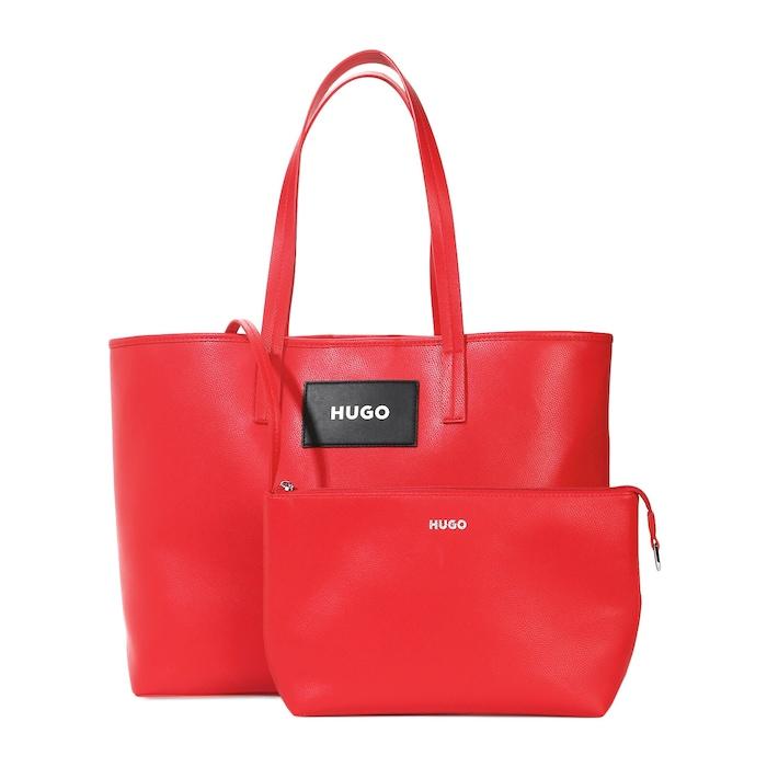 women red hugo code tote bag with sling bag