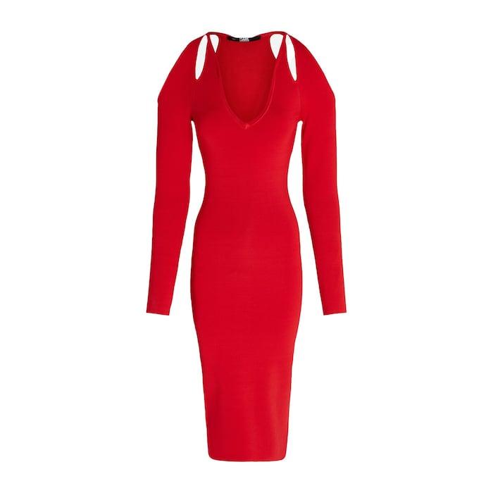 women red karl signature cutout dress