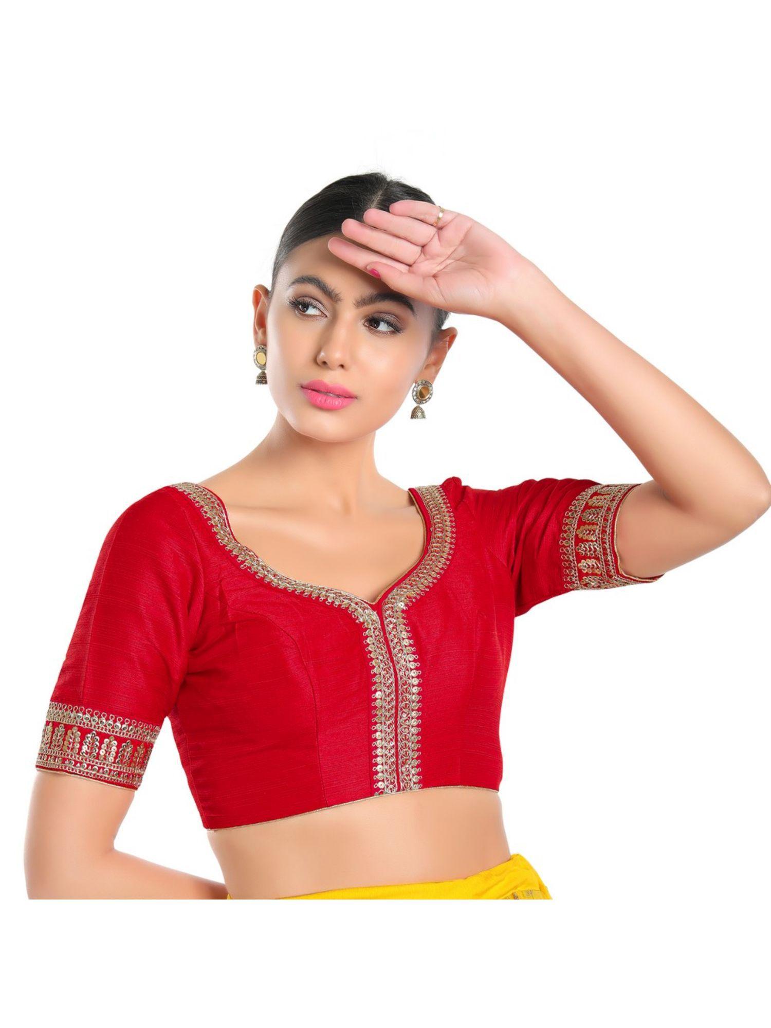 women red mulberry readymade saree blouse