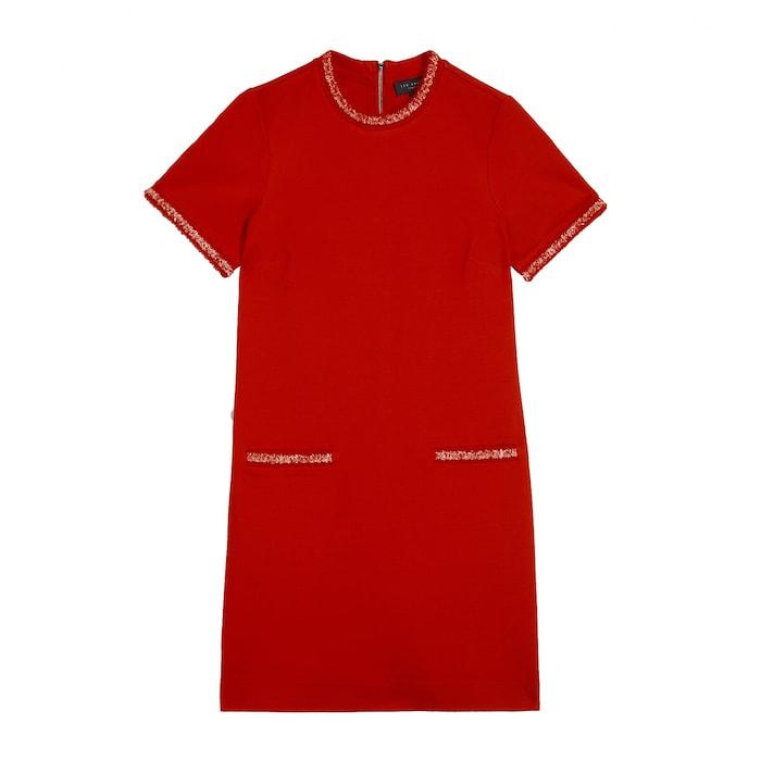 women red ponte shift dress