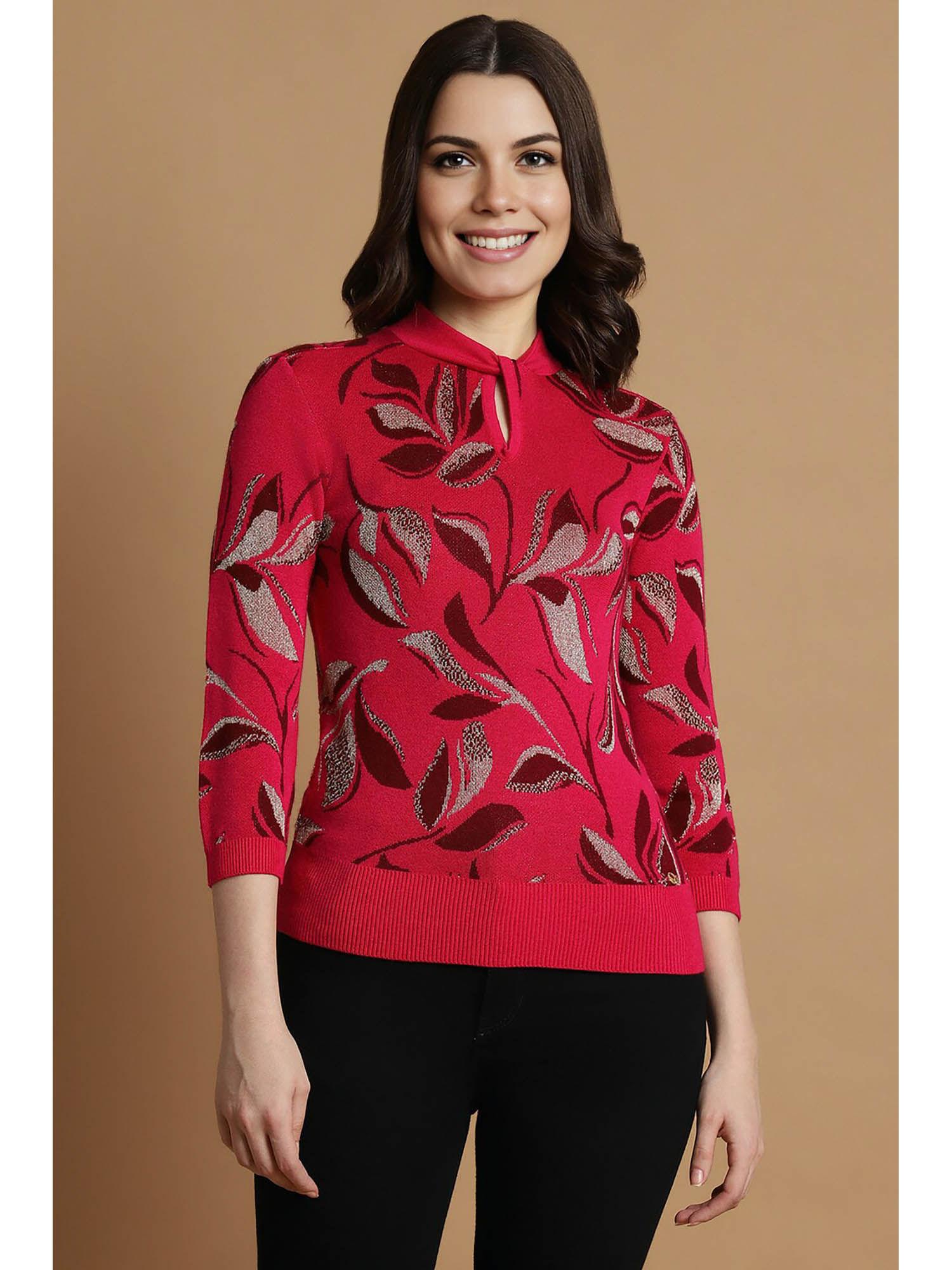 women red print casual top