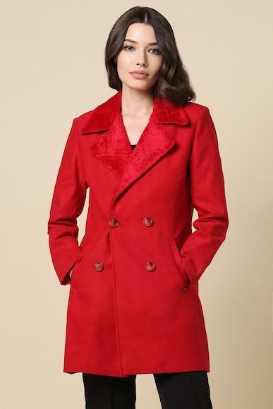 women red solid casual jacket