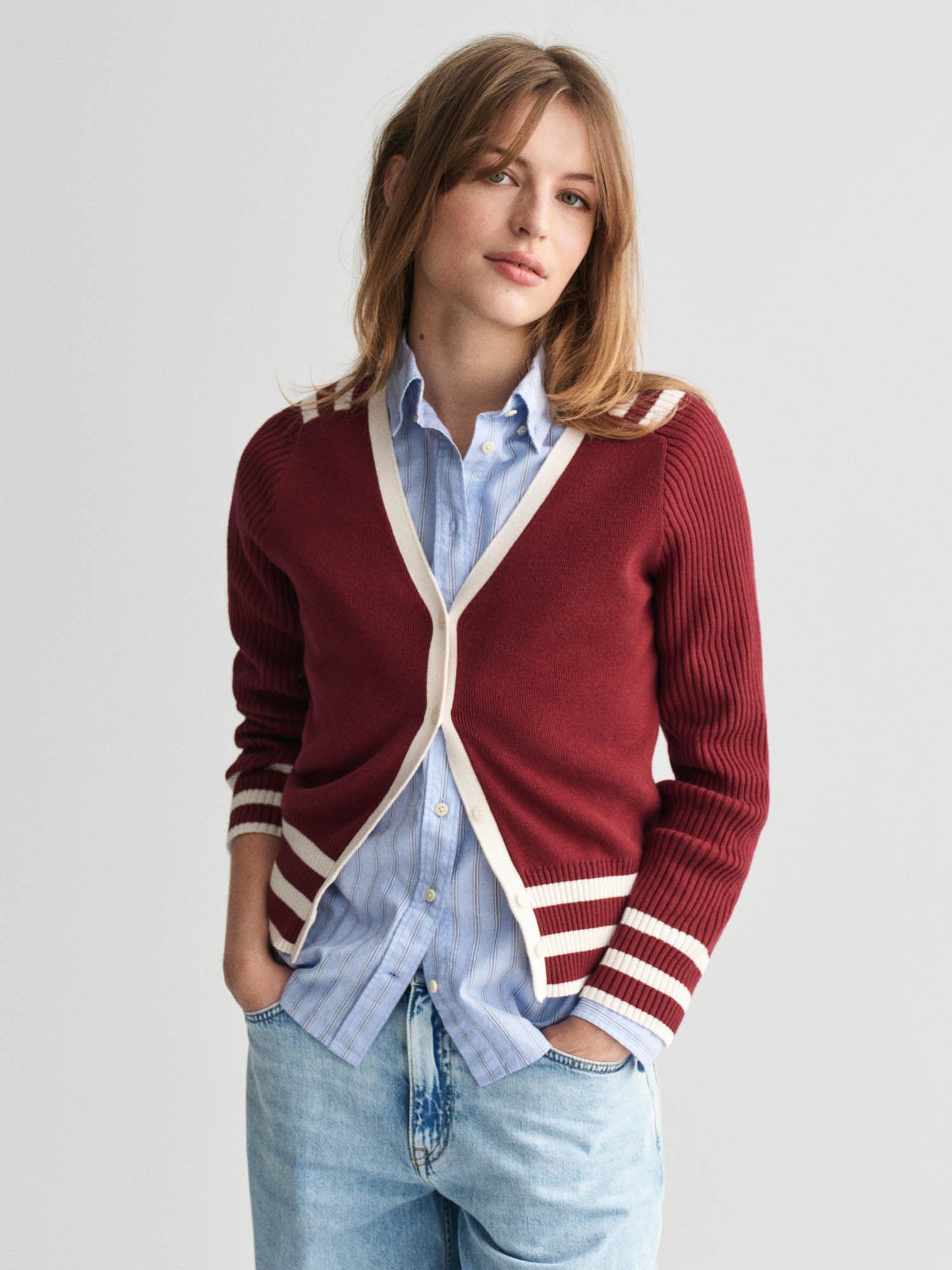 women red solid full sleeves cardigan