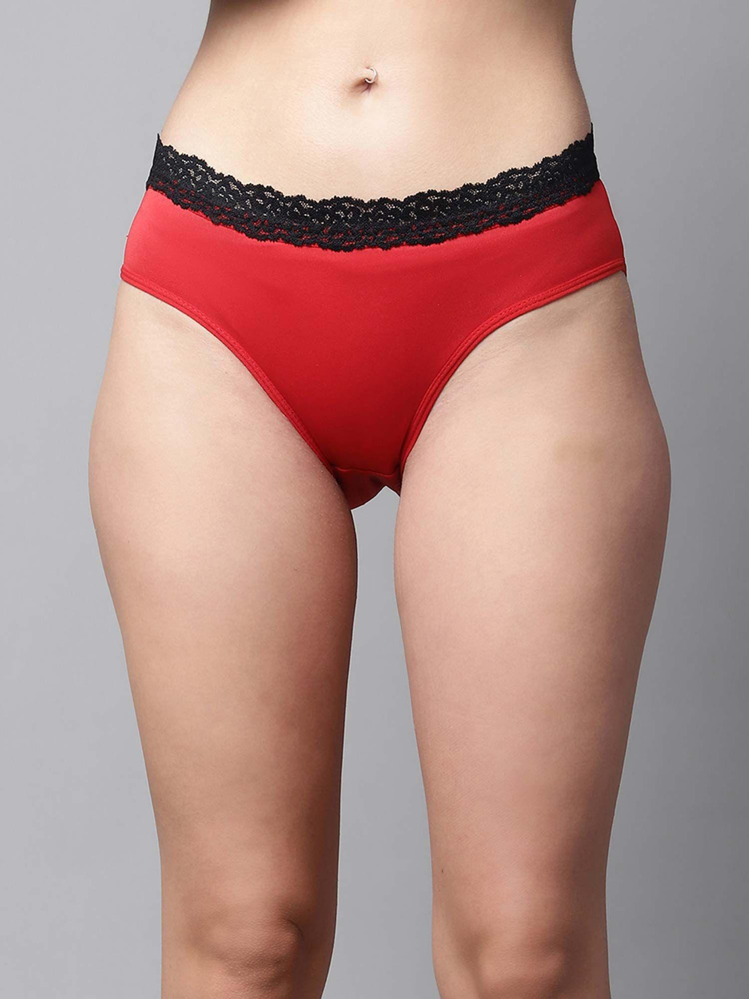 women red solid mid rise sexy bikini panty