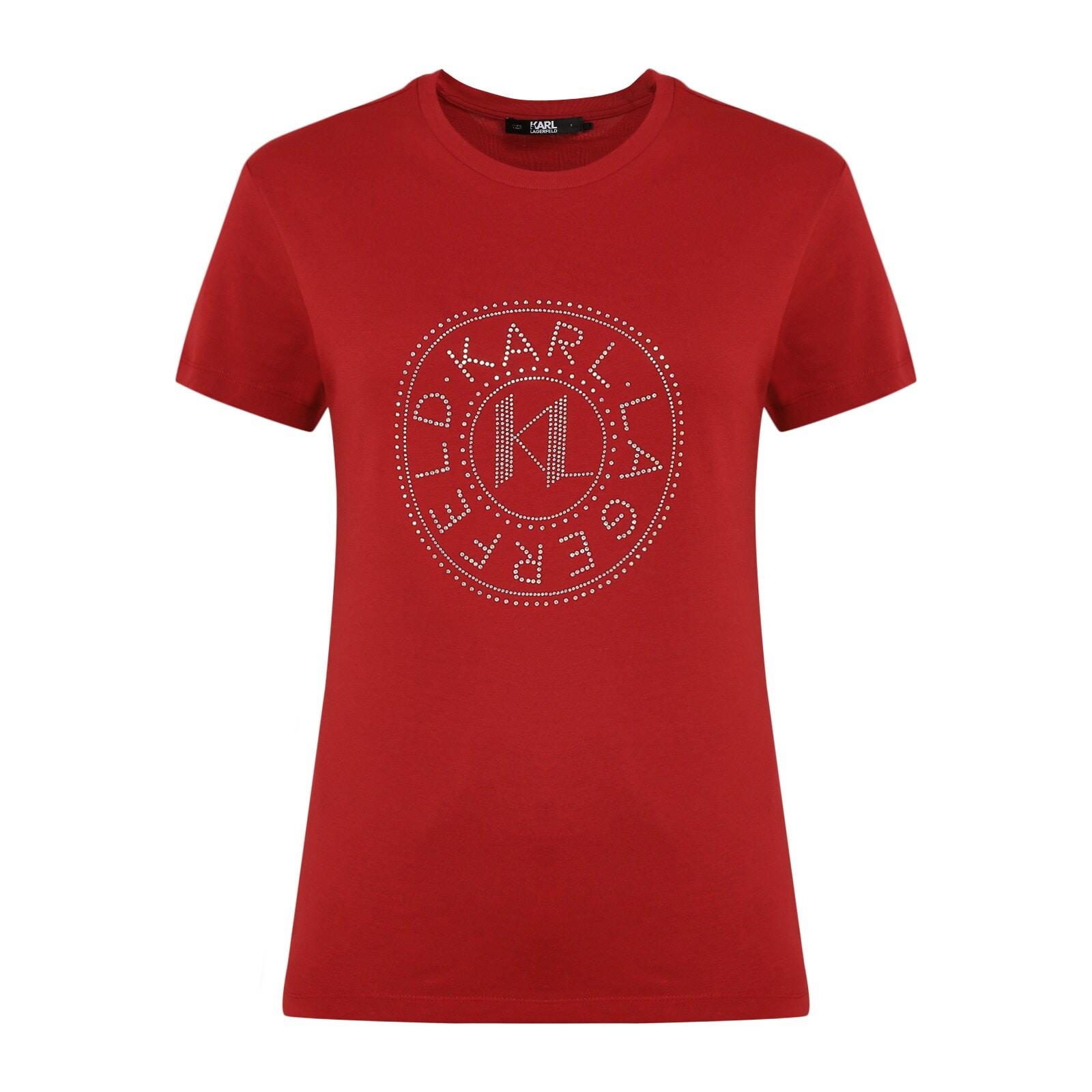 women red solid round t-shirts