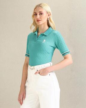 women regualr fit polo t-shirt with logo embroiderey