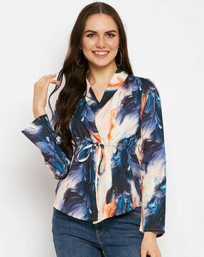 women regular fit abstract print top