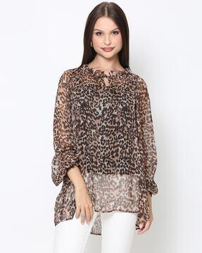 women regular fit animal print top