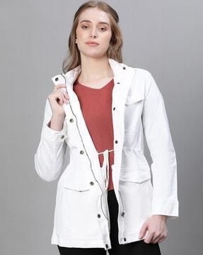 women regular fit blouson jacket with zip closure