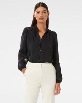 women regular fit blouson top