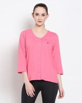 women regular fit button-down top