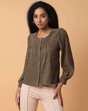 women regular fit button-down top