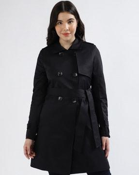 women regular fit coat with full sleeves