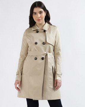 women regular fit coat with full sleeves