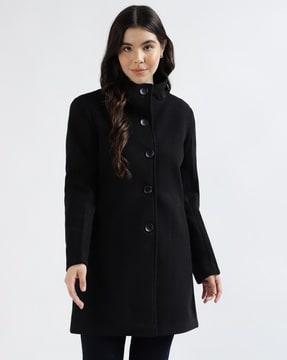 women regular fit coat with insert pockets