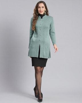 women regular fit coat with slip pocket