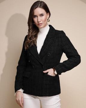women regular fit coat with welt pockets