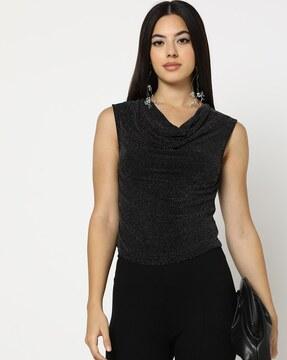 women regular fit cowl-neck top