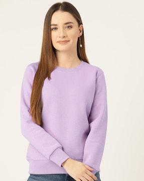 women regular fit crew-neck sweatshirt with ribbed hem