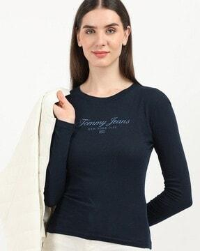 women regular fit crew-neck t-shirt with logo print