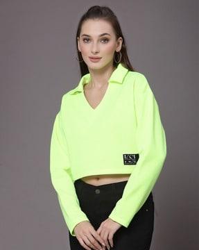 women regular fit crop sweatshirt