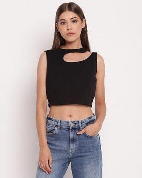 women regular fit crop top