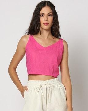 women regular fit crop top