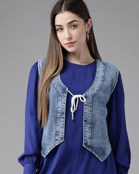 women regular fit denim shrug