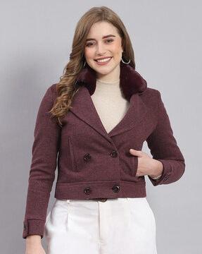 women regular fit double-breasted coat