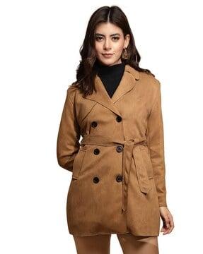 women regular fit double-breasted trench coat