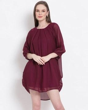 women regular fit dress with round neck