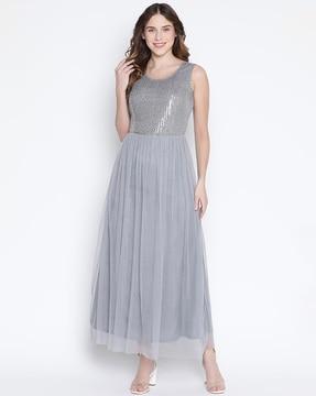 women regular fit embellished a-line sleeveless dress