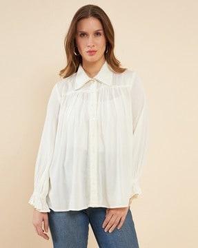 women regular fit embellished top