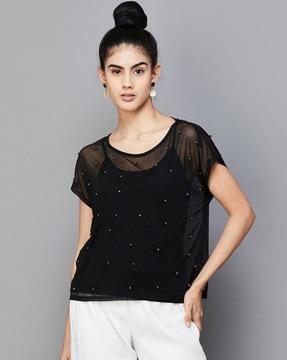 women regular fit embellished top