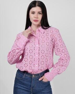 women regular fit embroidered shirt