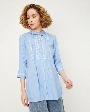 women regular fit embroidered tunic