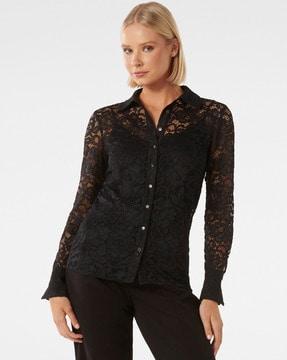 women regular fit embroidery shirt