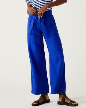 women regular fit flat-front trousers