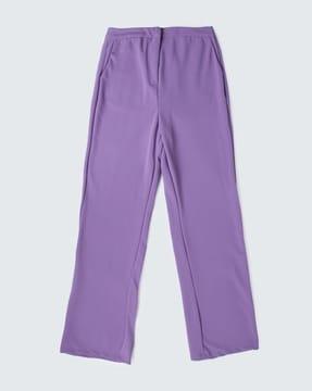 women regular fit flat-front trousers